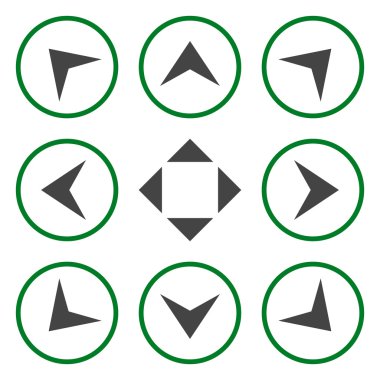 Daire içinde ok uçları vektör düz Icon Set
