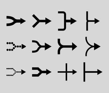 Oklar sağ vektör düz Icon Set birleştirmek