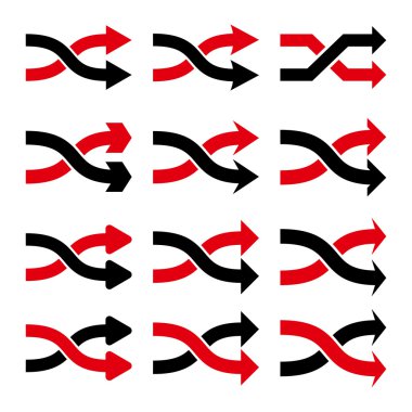 Shuffle okları doğru vektör düz Icon Set
