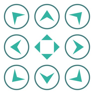 Daire içinde ok uçları vektör düz Icon Set