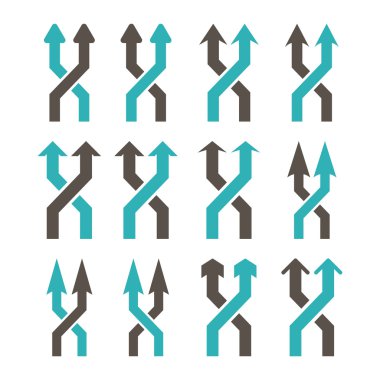 Vektör düz Icon Set yukarı okları shuffle