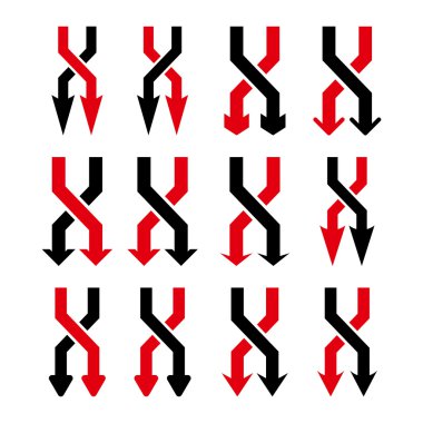 Vektör düz Icon Set aşağı okları shuffle