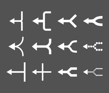 Oklar sol vektör düz Icon Set birleştirmek