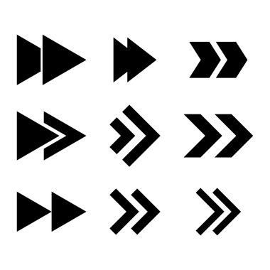 Doğru yönde vektör düz Icon Set