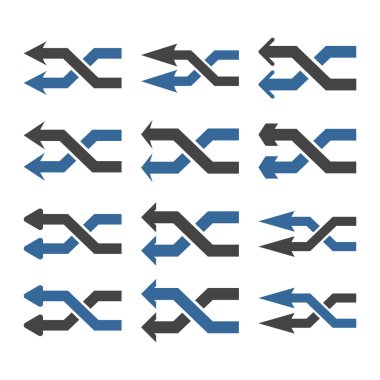 Shuffle oklar sol vektör düz Icon Set