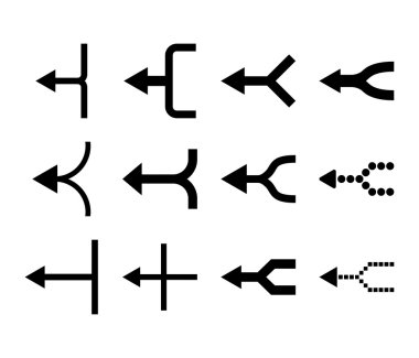 Oklar sol vektör düz Icon Set birleştirmek
