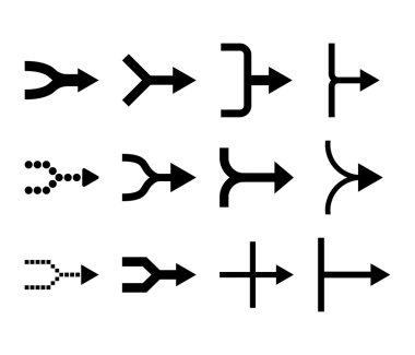 Oklar sağ vektör düz Icon Set birleştirmek