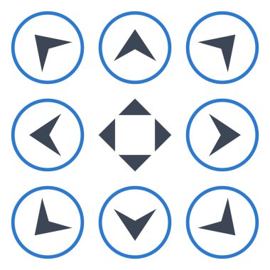 Daire içinde ok uçları vektör düz Icon Set