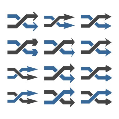 Shuffle okları doğru vektör düz Icon Set
