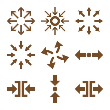 Sıkıştırmak ve okları vektör düz Icon Set patlayabilir