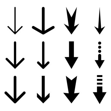 Aşağı oklar vektör düz Icon Set