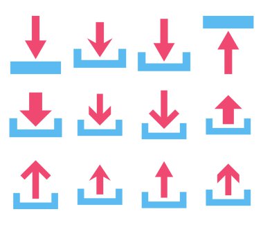 Upload ve Download vektör düz Icon Set