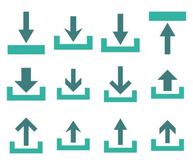 Upload ve Download vektör düz Icon Set