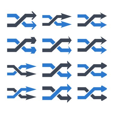 Shuffle okları doğru vektör düz Icon Set