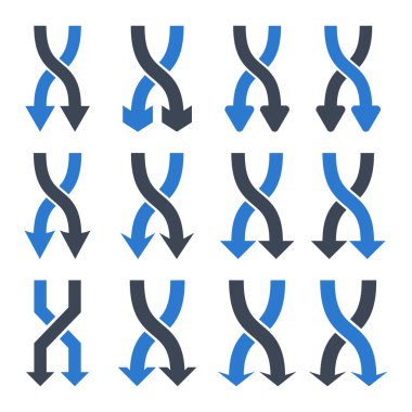Vektör düz Icon Set aşağı okları shuffle