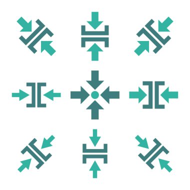 Basınç yön vektör düz Icon Set