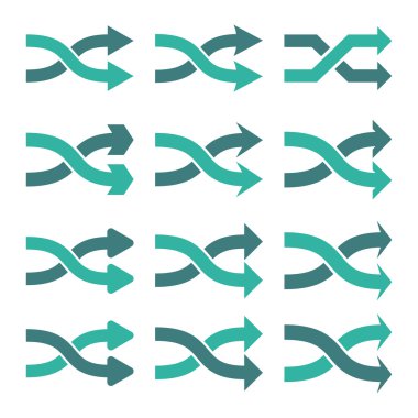 Shuffle okları doğru vektör düz Icon Set