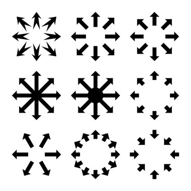 Oklar vektör düz Icon Set en üst düzeye çıkarmak