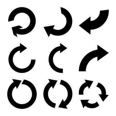 Saat yönünde vektör düz Icon Set döndürmek