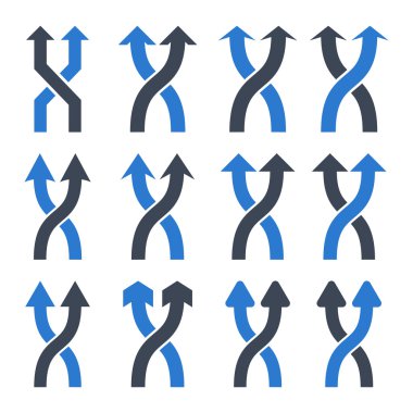 Vektör düz Icon Set yukarı okları shuffle