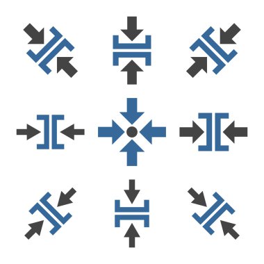 Basınç yön vektör düz Icon Set