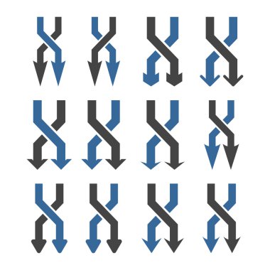 Vektör düz Icon Set aşağı okları shuffle