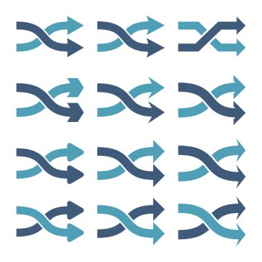 Shuffle okları doğru vektör düz Icon Set