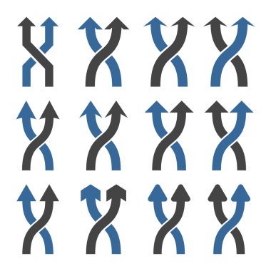Vektör düz Icon Set yukarı okları shuffle