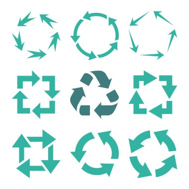 Oklar vektör düz Icon Set geri dönüşüm