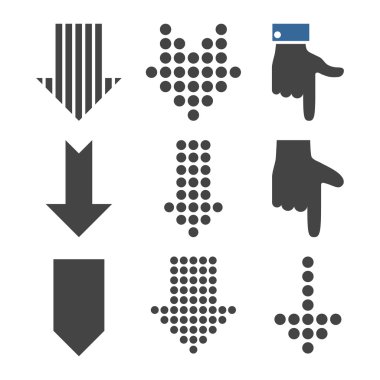 İşaretçiler vektör düz Icon Set aşağı