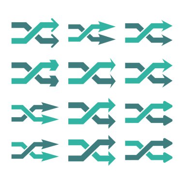 Shuffle okları doğru vektör düz Icon Set