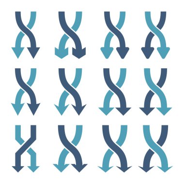Vektör düz Icon Set aşağı okları shuffle