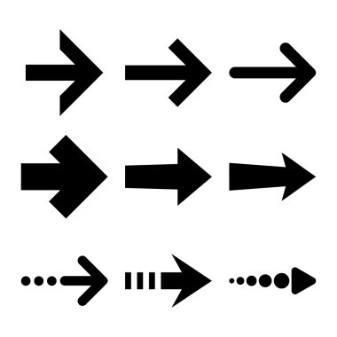 Sağ Okların düz Icon Set vektör