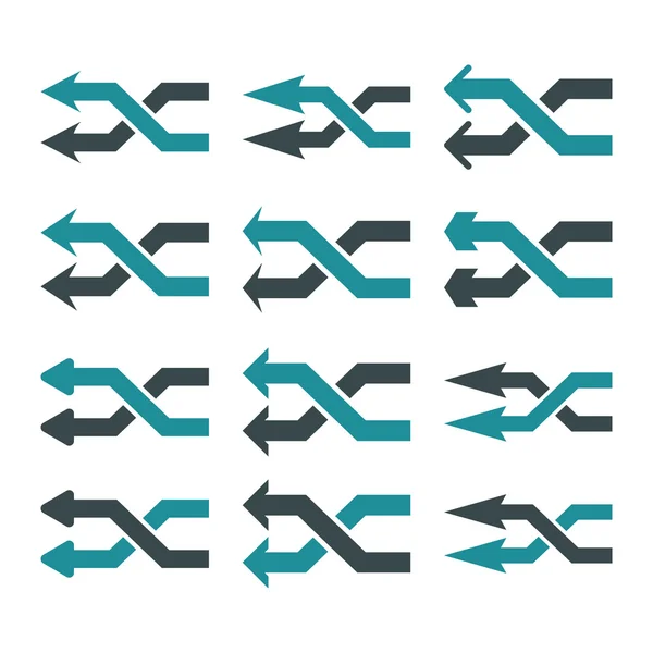 Ensemble d'icônes plates à vecteur gauche Shuffle Arrows — Image vectorielle