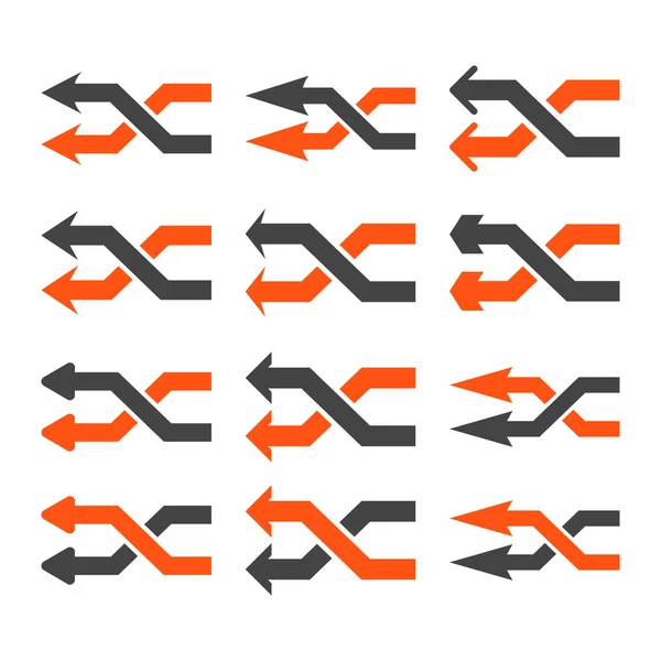 Shuffle Flechas izquierda vector plano icono conjunto — Vector de stock