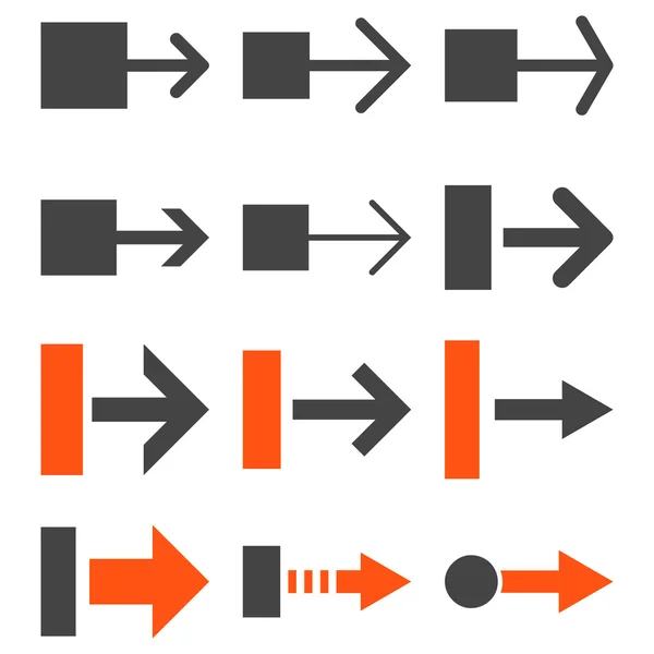 Puxe direito vetor conjunto de ícones planos — Vetor de Stock