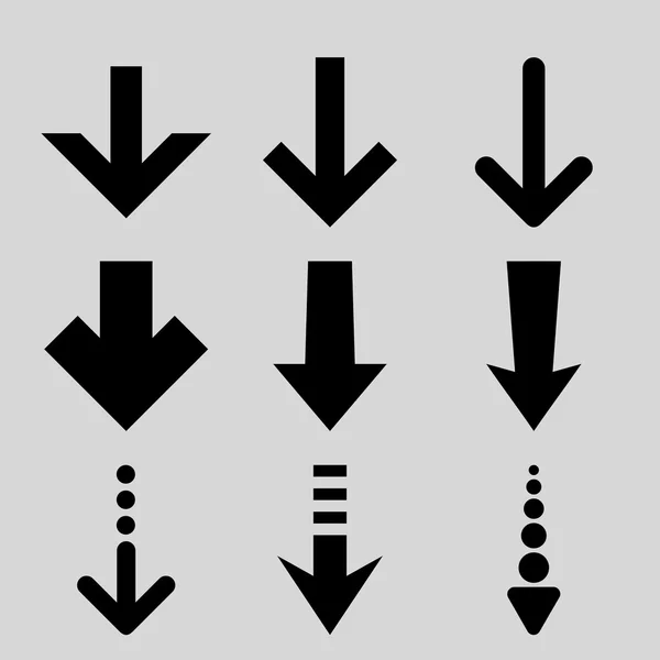Стрілки вниз Векторна плоска піктограма Набір — стоковий вектор