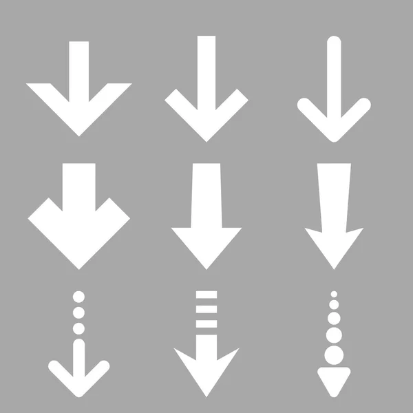 Setas para baixo vetor conjunto de ícones planos —  Vetores de Stock