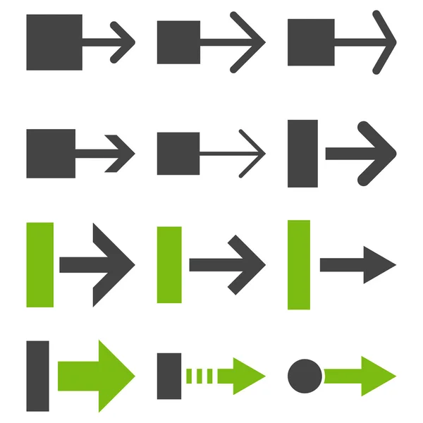 Набор векторных плоских икон поворота вправо — стоковый вектор