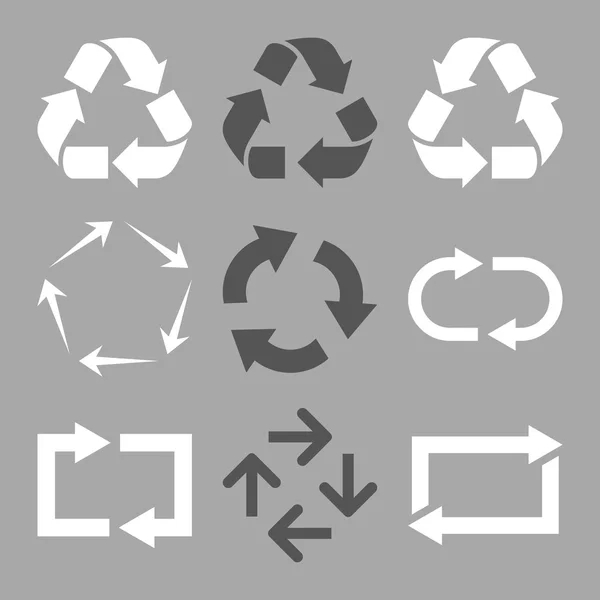 Recycle Arrows Vector Flat Icon Set — Stock Vector
