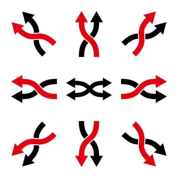 Shuffle riktningar vektor platt Ikonuppsättning — Stock vektor