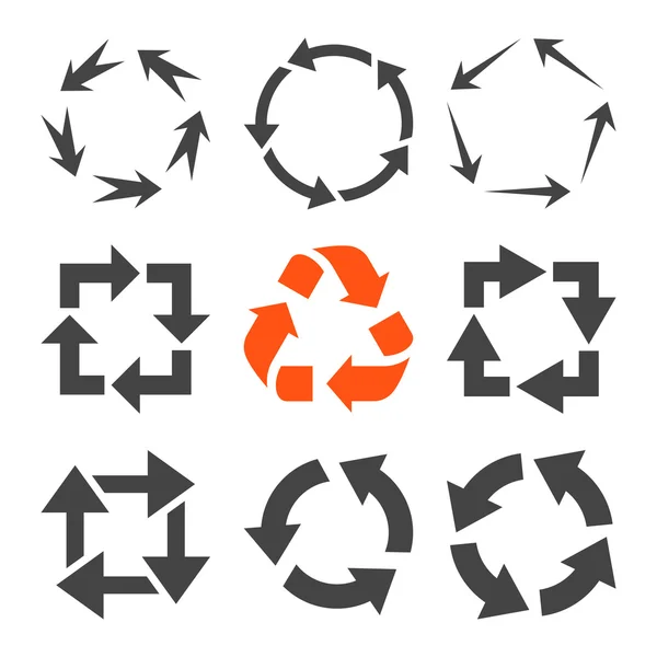 Recycle Arrows Vector Flat Icon Set — Stock Vector