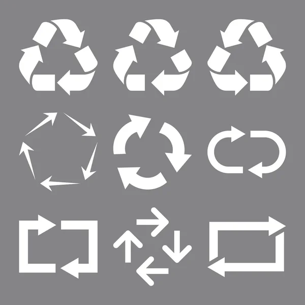 Reciclar Flechas Vector Icono Plano Set — Vector de stock