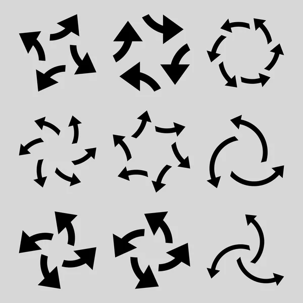 Zentrifugalpfeile Vektor flaches Symbol gesetzt — Stockvektor