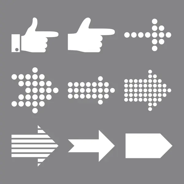 Pointeurs Ensemble d'icônes plat vectoriel droit — Image vectorielle