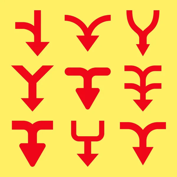 Pfeiltasten nach unten Vektor flaches Symbol gesetzt — Stockvektor