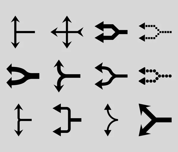 Junction Arrows Left Vector Set de iconos planos — Archivo Imágenes Vectoriales