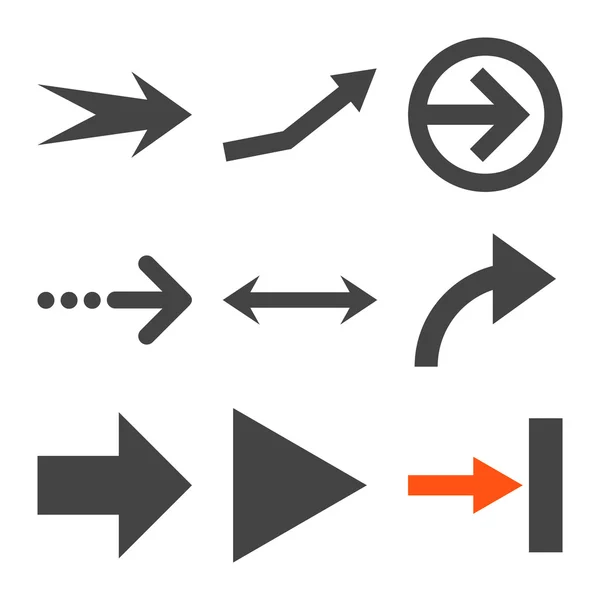 Direção Setas Vector Conjunto de ícones planos —  Vetores de Stock