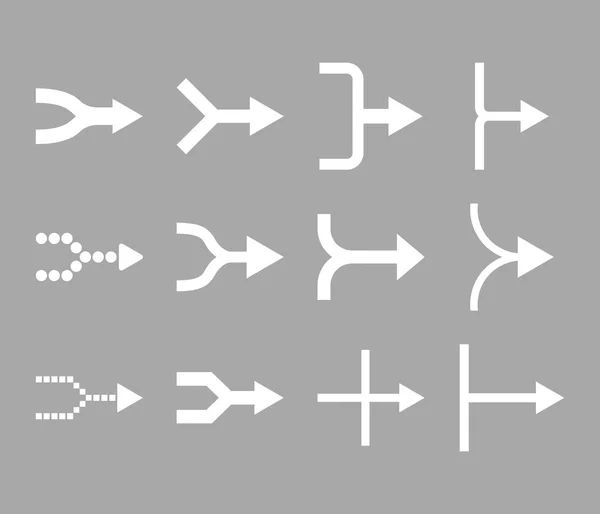 Unir flechas derecha vector plano icono conjunto — Vector de stock