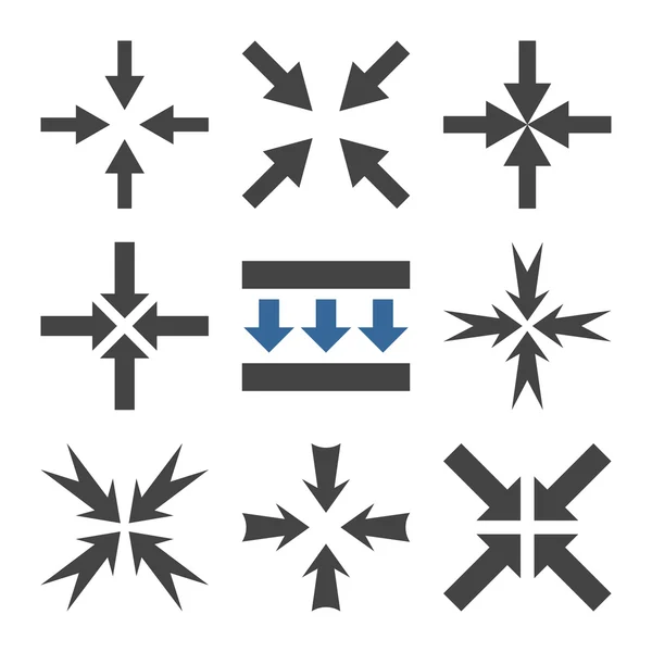 Setas de pressão Vector Conjunto de ícones planos —  Vetores de Stock